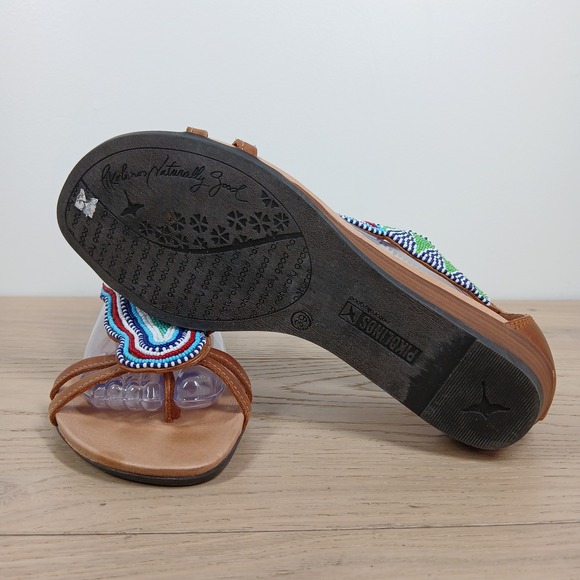 Pikolinos Sandals Women 9 Boho Beaded Leather Strappy Wedge Festival Bohemian - Picture 7 of 10